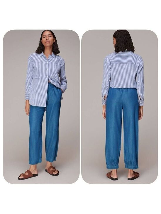 Whistles Pants - Whistles Lucy Chambray Barrel Trouser Sz 12